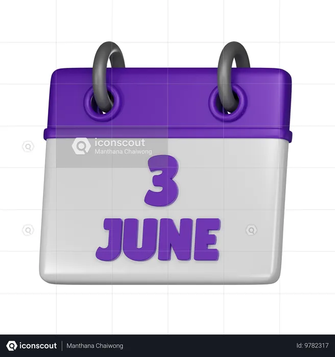 3 de junio  3D Icon