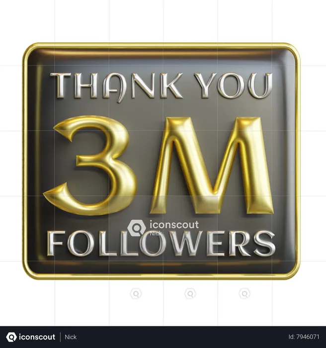 3 milhões de seguidores  3D Icon