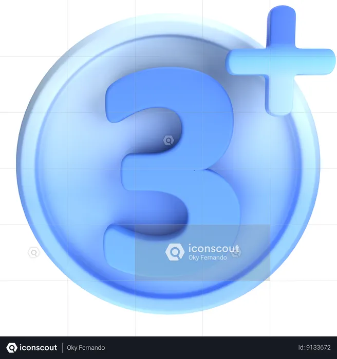 3 Plus  3D Icon