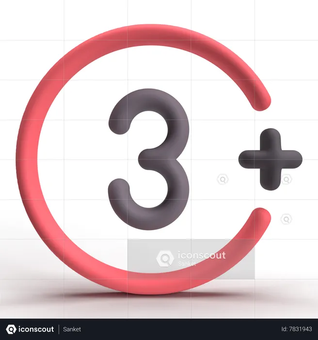 3 Plus  3D Icon