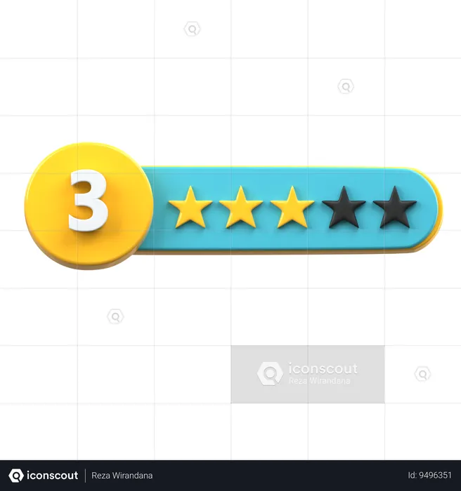 3 Star Rating  3D Icon