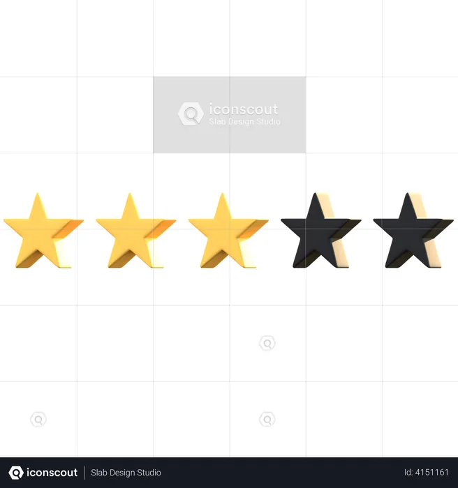 3 Star Rating Emoji 3D Illustration