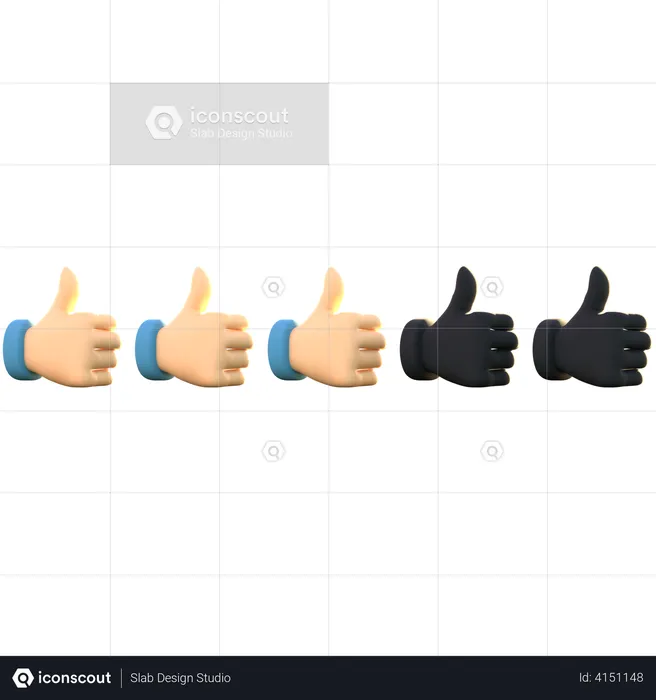 3 Thumb Rating Emoji 3D Illustration