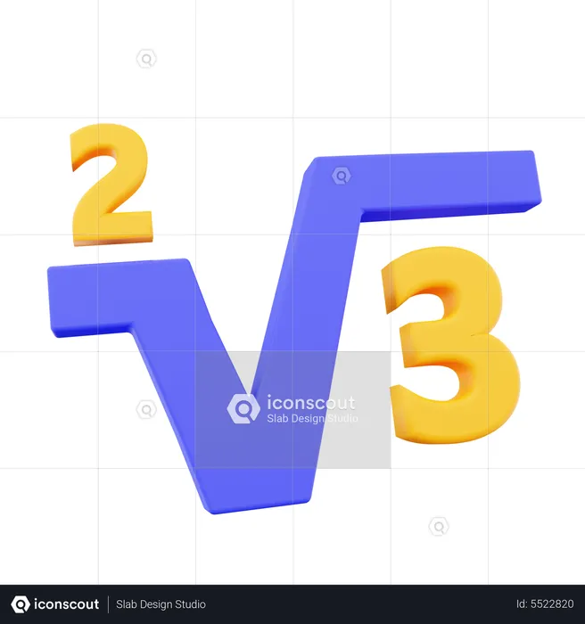 3 Under Root Square  3D Icon
