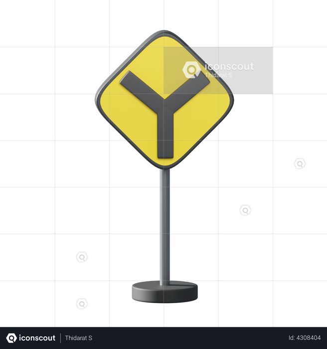 Premium 3 Way Intersection Ahead 3D Illustration download in PNG, OBJ ...