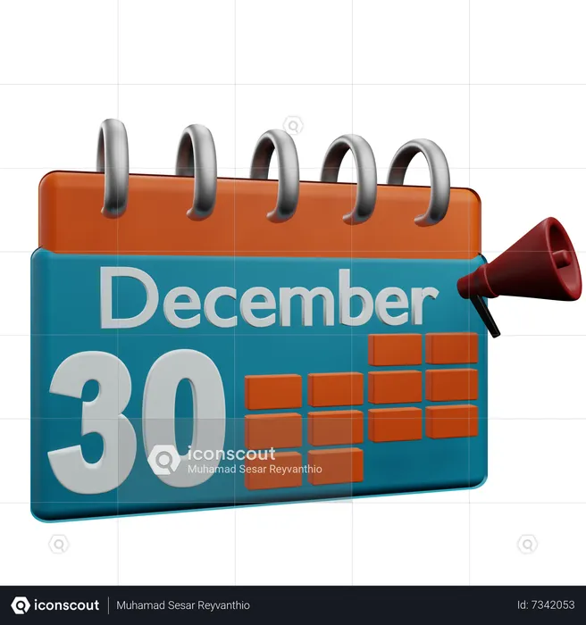 30 December  3D Icon