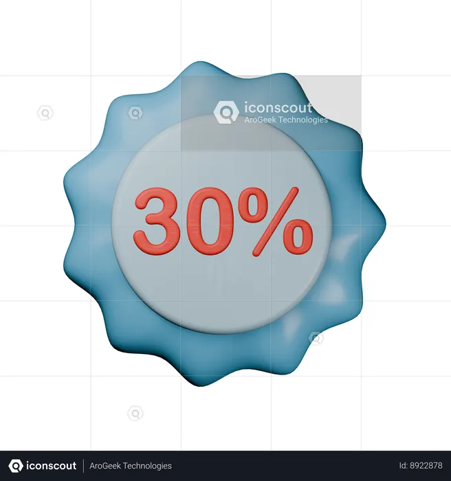 30% Discount Badge  3D Icon