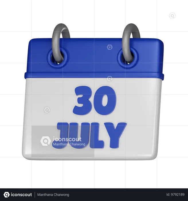 30 July  3D Icon