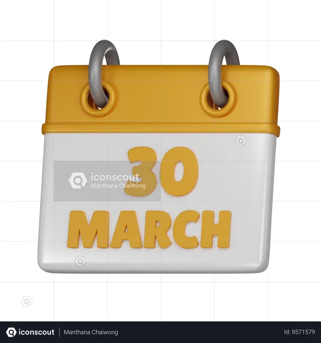 30 March  3D Icon