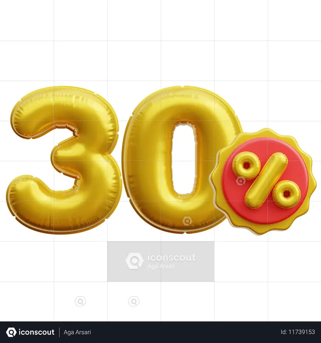 30 Percent  3D Icon