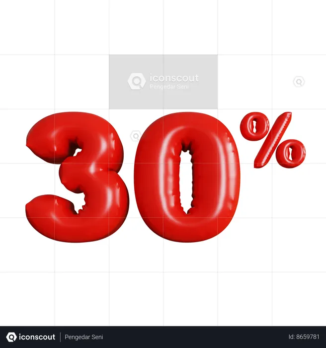 30 Percent Discount  3D Icon