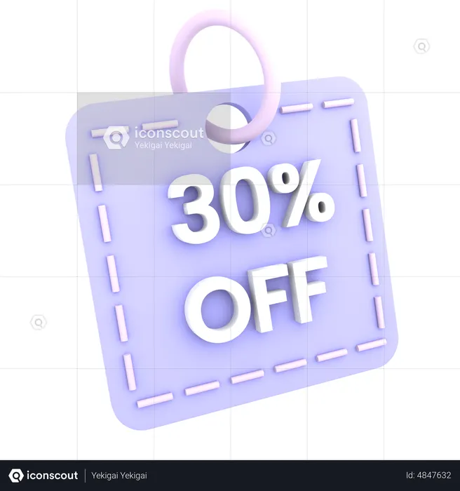 30 Percent Discount Tag  3D Icon