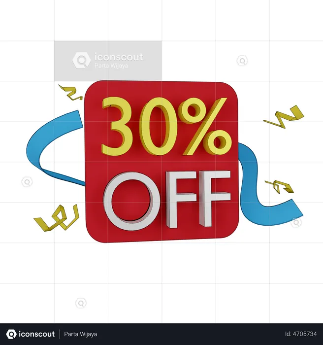 30 Percent Discount Tag  3D Icon