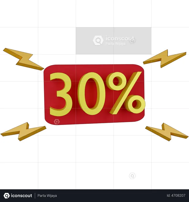 30 Percent Discount Tag  3D Illustration