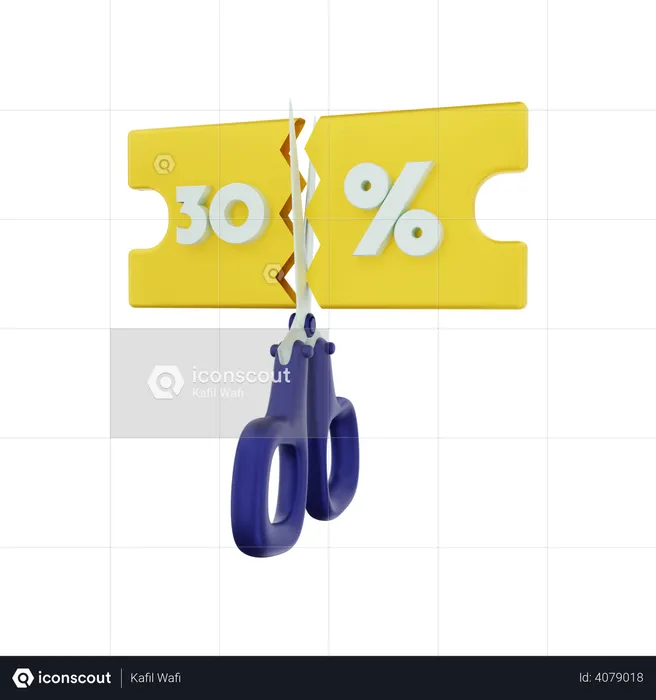 30 Percent discount voucher  3D Illustration