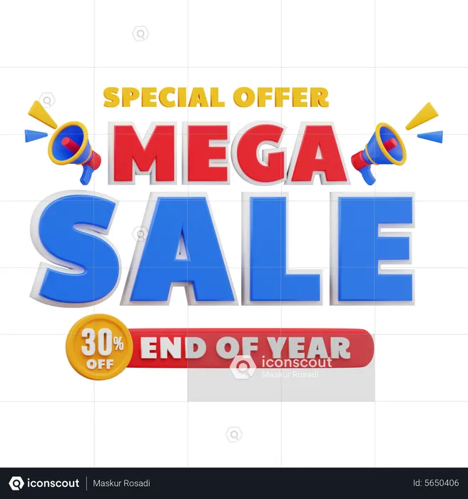 30 Percent Mega sale  3D Illustration