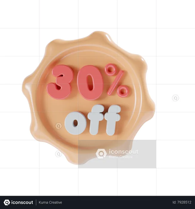 30 Percent Off  3D Icon