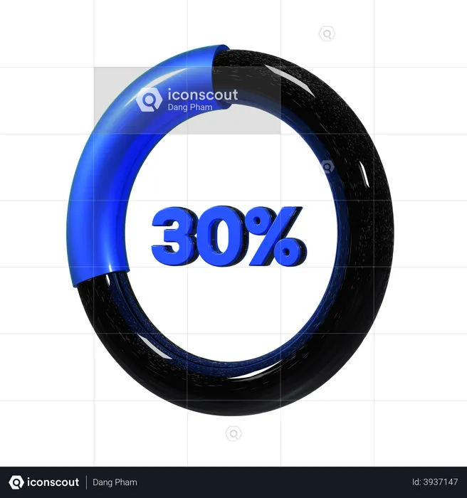 30 Percent Pie Chart  3D Illustration