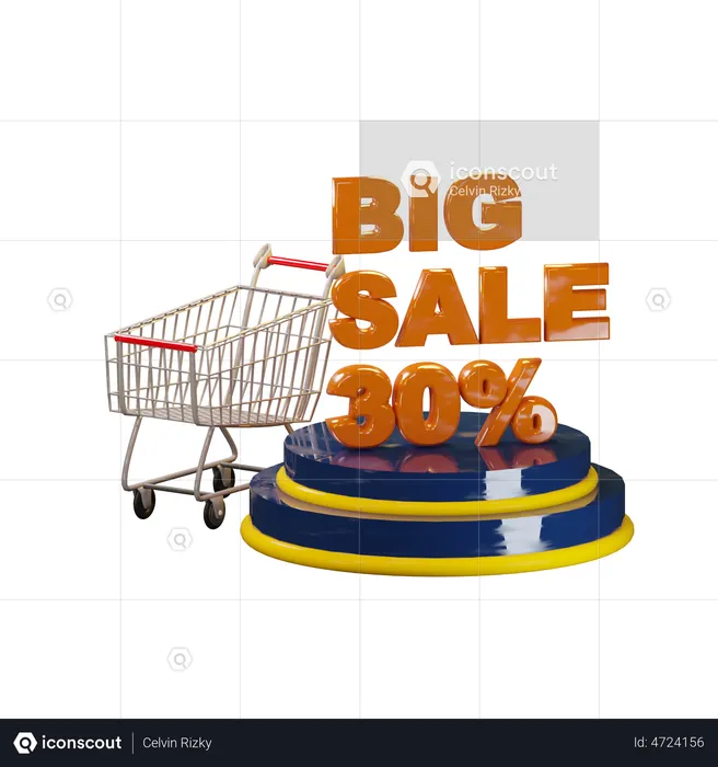 30 Percent shopping sale  3D Illustration