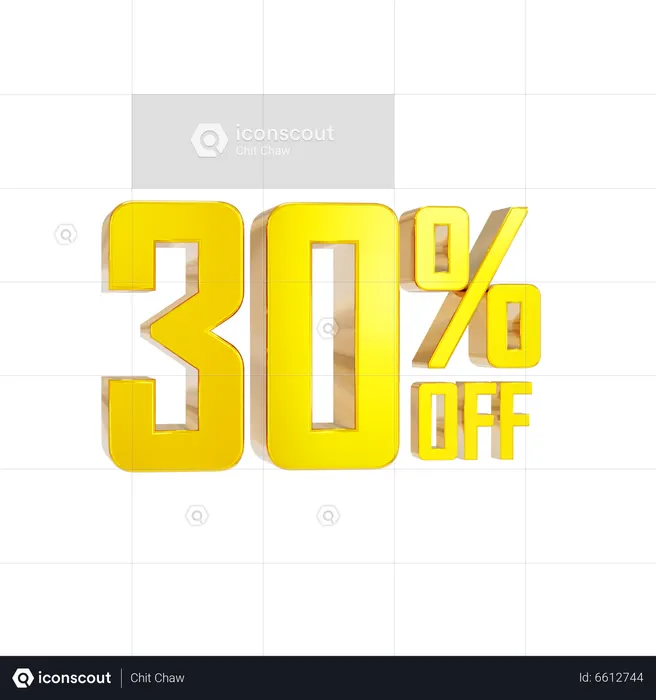 30 Percentage Discount  3D Icon