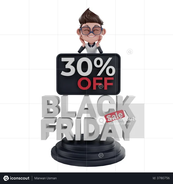 30 % de réduction sur les soldes du Black Friday  3D Illustration