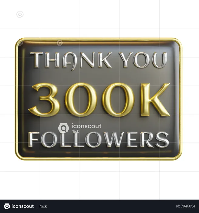 300 mil seguidores  3D Icon