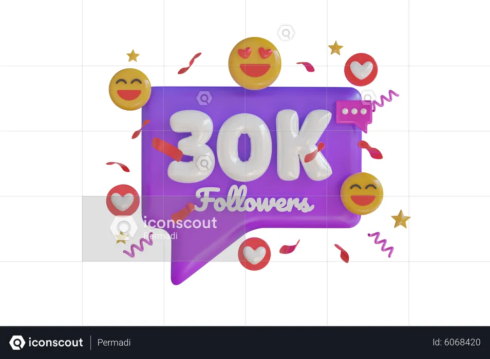 30k Followers  3D Icon