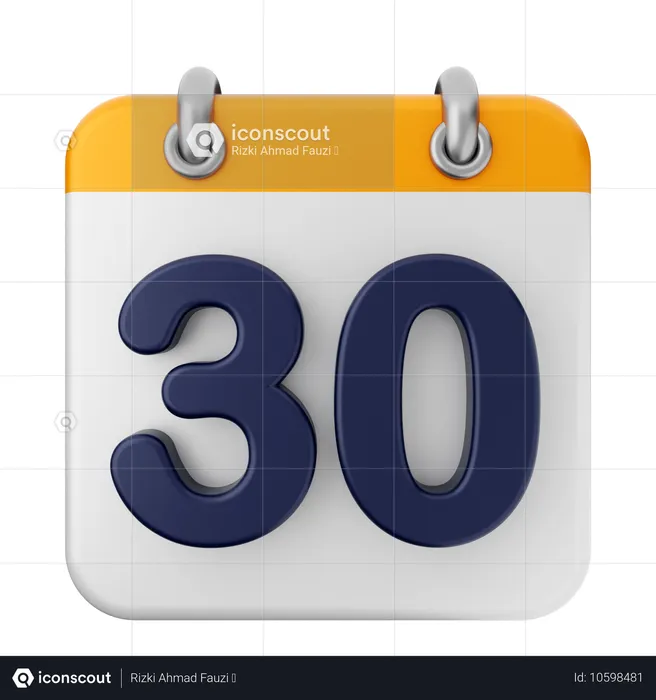 30th Calendar  3D Icon