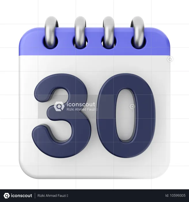 30th Calendar  3D Icon