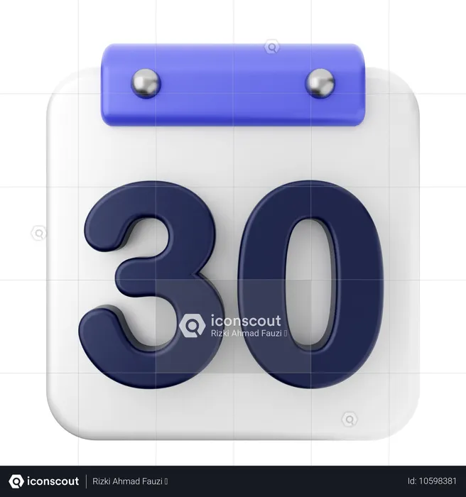 30th Calendar  3D Icon