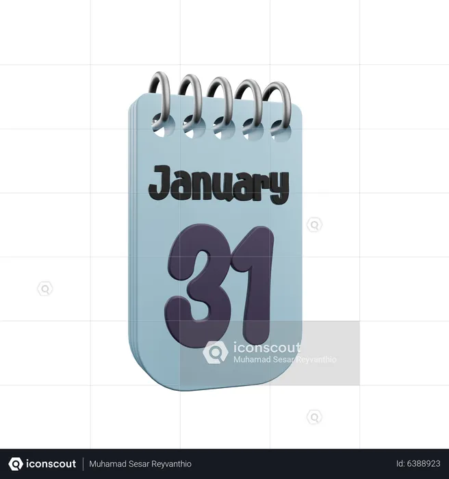 Calendrier du 31 janvier  3D Icon