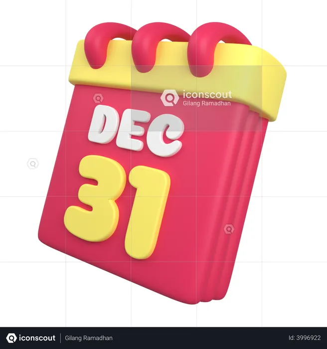 31st December Calendar  3D Illustration