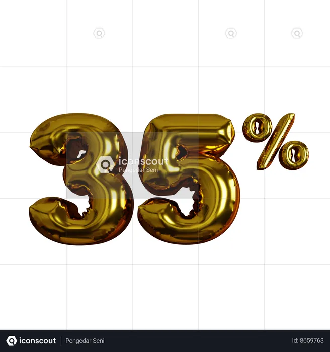 35 Percent Discount  3D Icon