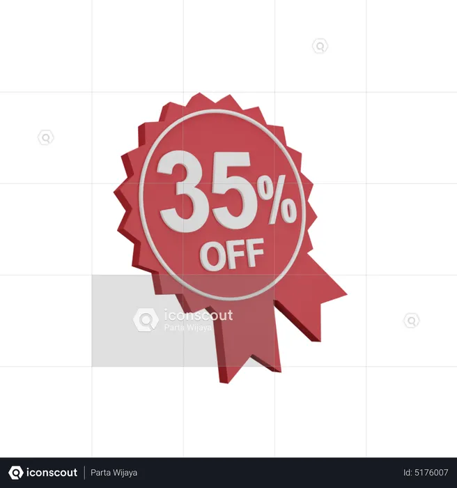 35 Percent Discount Badge  3D Icon