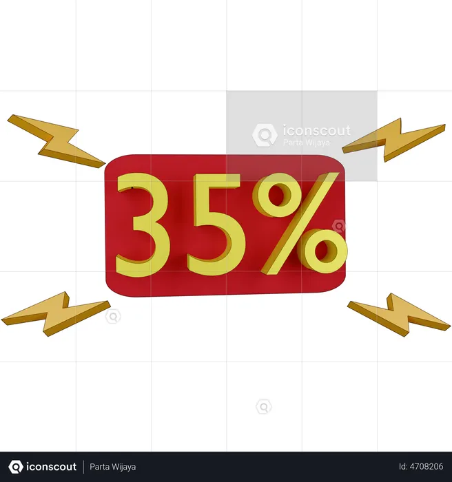 35 Percent Discount Tag  3D Illustration