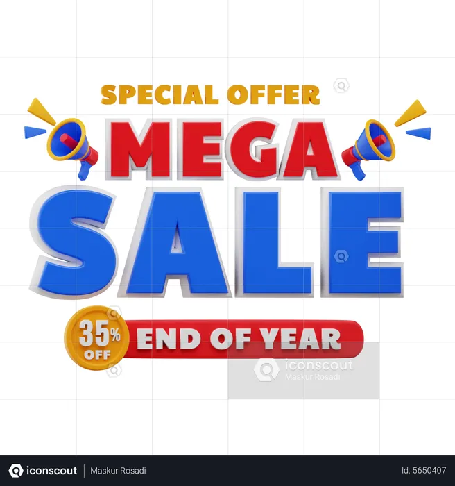 35 Percent Mega sale  3D Illustration