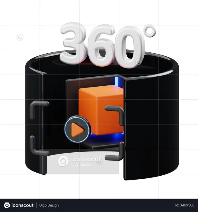 360도 영상  3D Icon