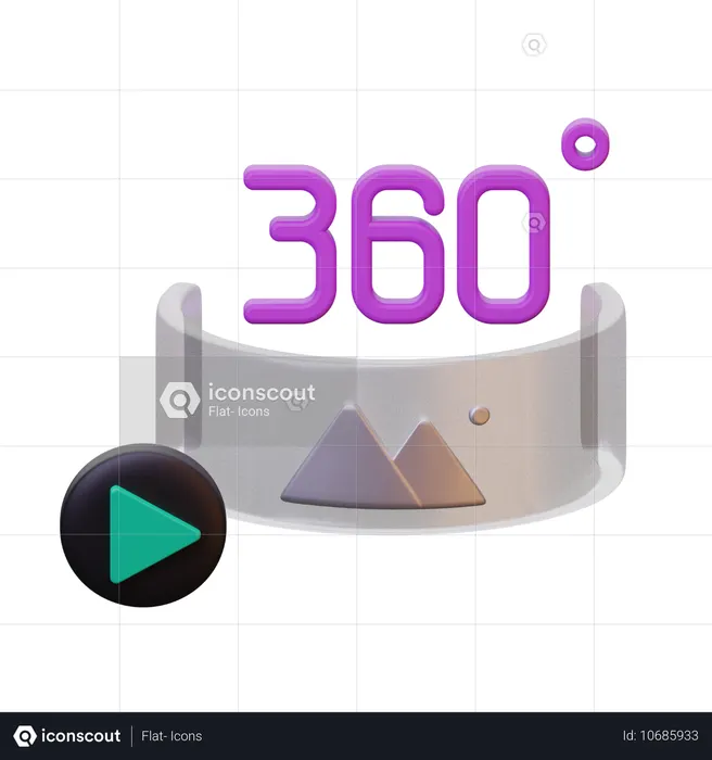 360 Degree Video  3D Icon