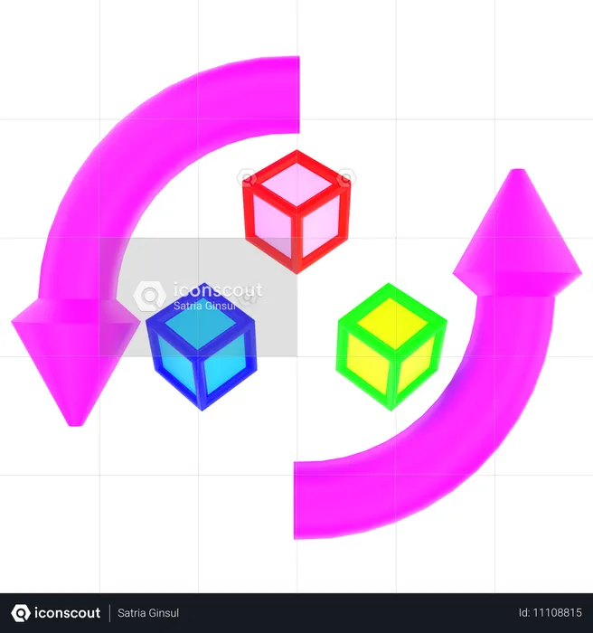 3Dキューブの回転  3D Icon