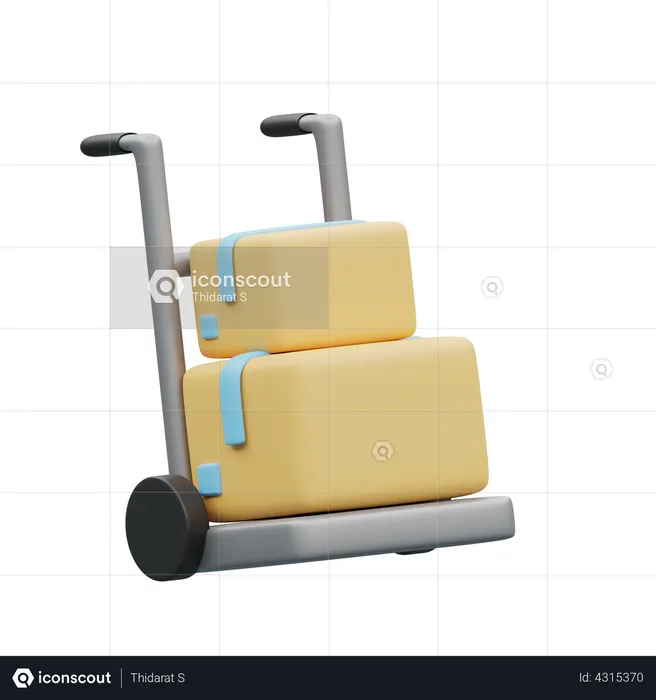 3d object Rendering of delivery box in deliver cart icon isolated.delivery,shipment concept.  3D Illustration