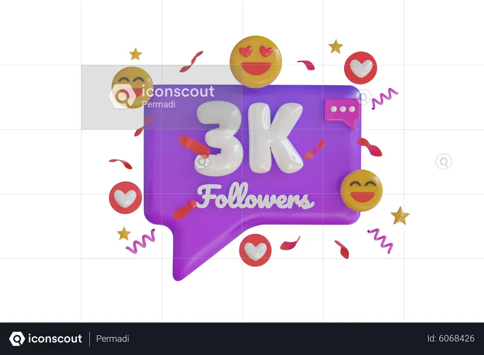 3k Followers  3D Icon