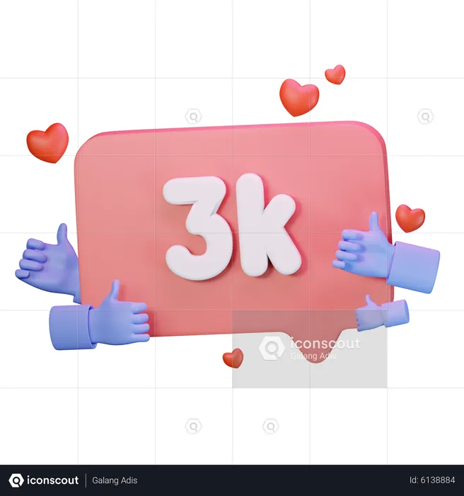 3K Love Like Followers  3D Icon