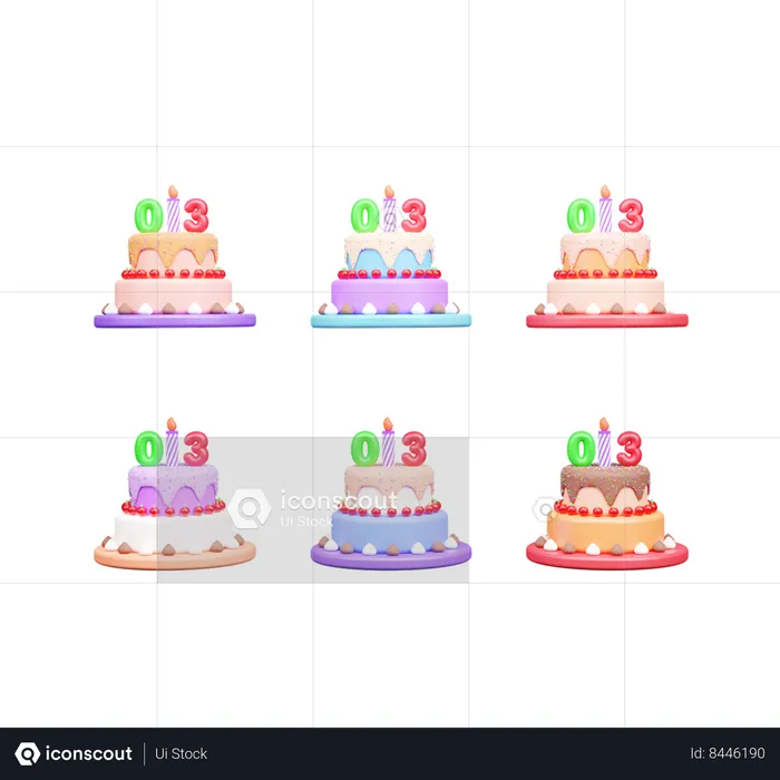 3rd Birthday Cake  3D Icon