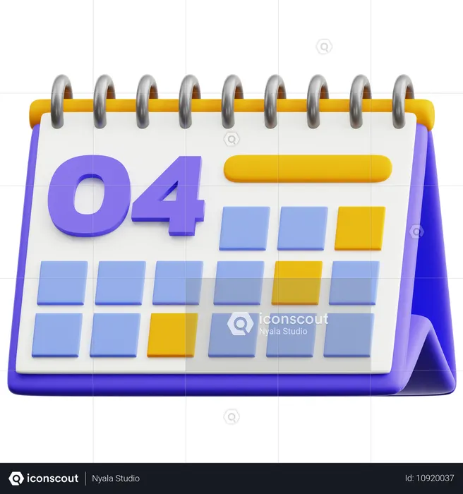 달력 날짜 4  3D Icon