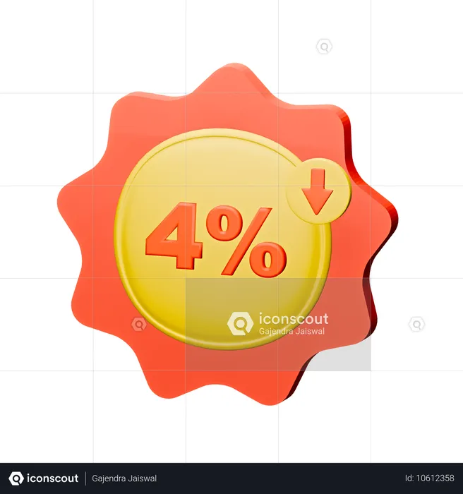 Badge de réduction de 4 %  3D Icon