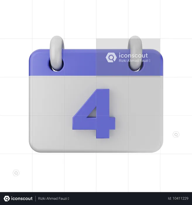 4일 달력  3D Icon