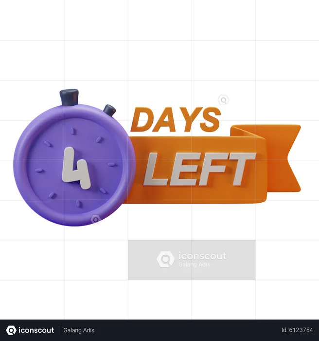 4 Days Left  3D Icon