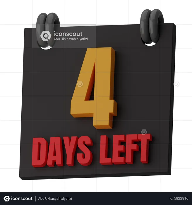 4 Days Left  3D Icon