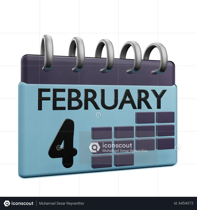 Calendrier du 4 février  3D Icon