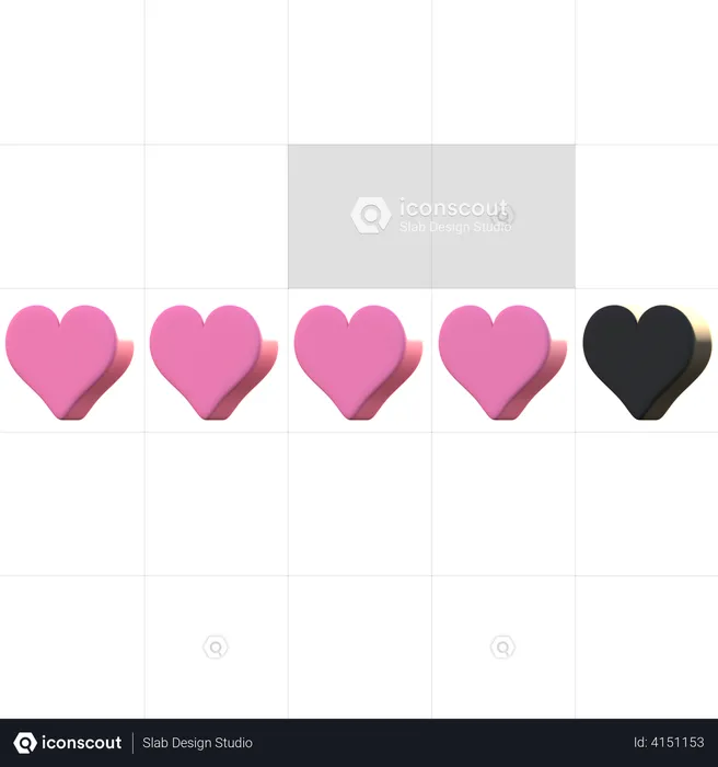 4 Heart Rating Emoji 3D Illustration